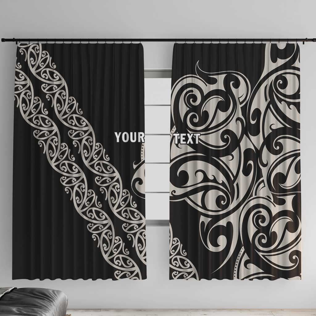 All Black Maori Tribal Tattoo Personalised Window Curtain Stone Gray Polynesian Style LT9 With Hooks Gray - Polynesian Pride
