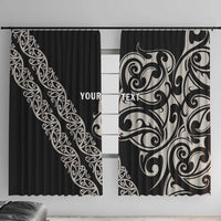All Black Maori Tribal Tattoo Personalised Window Curtain Stone Gray Polynesian Style LT9 With Hooks Gray - Polynesian Pride