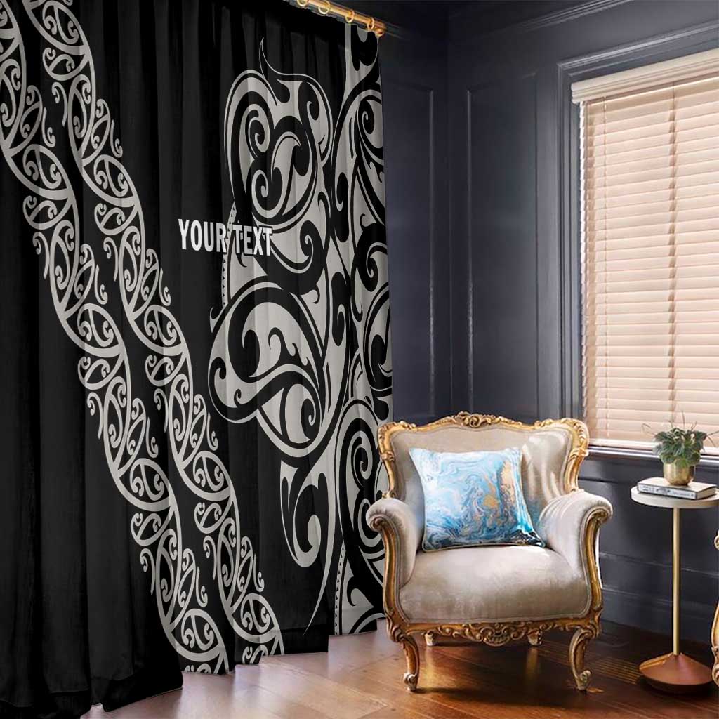 All Black Maori Tribal Tattoo Personalised Window Curtain Stone Gray Polynesian Style LT9 - Polynesian Pride