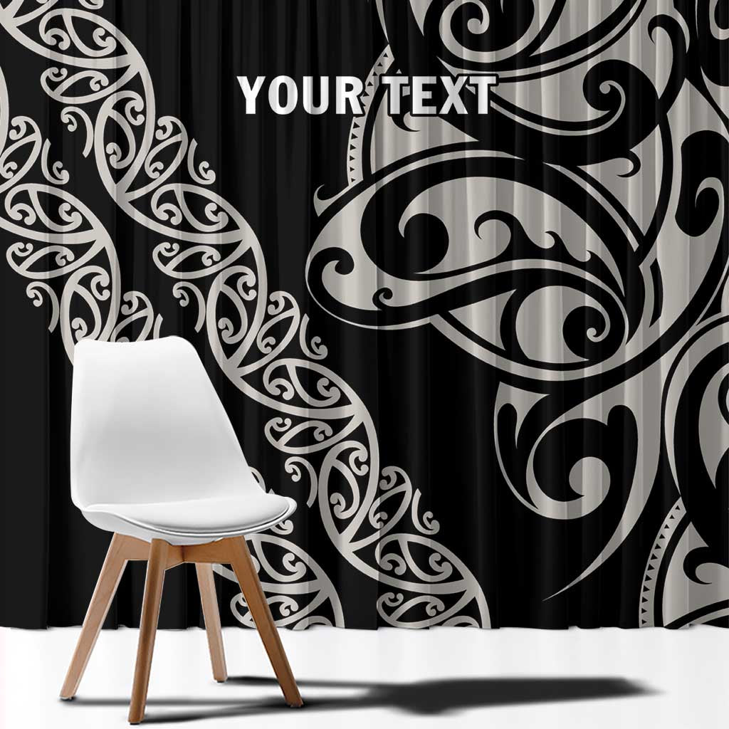 All Black Maori Tribal Tattoo Personalised Window Curtain Stone Gray Polynesian Style LT9 - Polynesian Pride