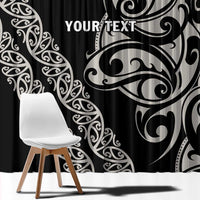 All Black Maori Tribal Tattoo Personalised Window Curtain Stone Gray Polynesian Style LT9 - Polynesian Pride