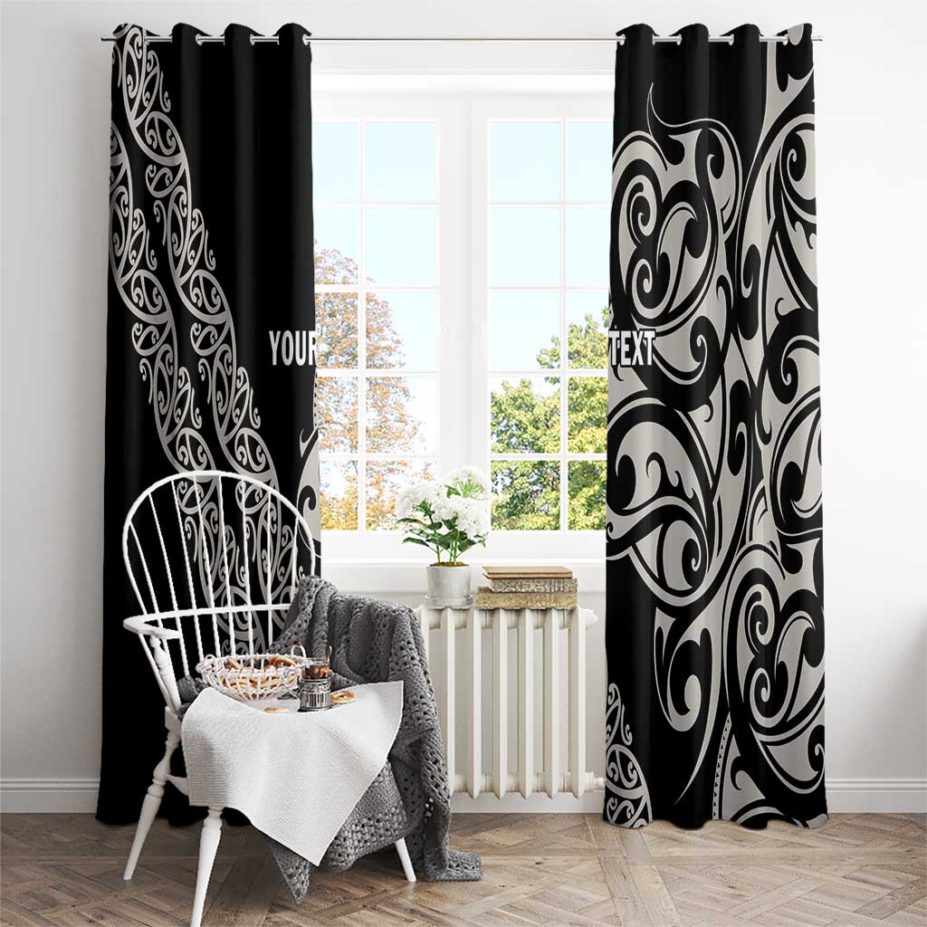 All Black Maori Tribal Tattoo Personalised Window Curtain Stone Gray Polynesian Style LT9 - Polynesian Pride