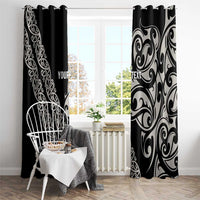 All Black Maori Tribal Tattoo Personalised Window Curtain Stone Gray Polynesian Style LT9 - Polynesian Pride