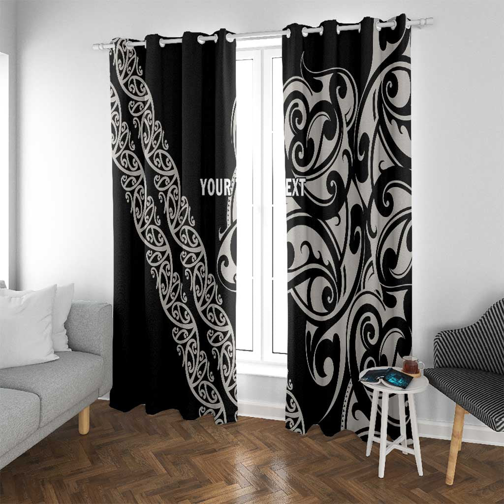 All Black Maori Tribal Tattoo Personalised Window Curtain Stone Gray Polynesian Style LT9 With Grommets Gray - Polynesian Pride
