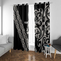 All Black Maori Tribal Tattoo Personalised Window Curtain Stone Gray Polynesian Style LT9 With Grommets Gray - Polynesian Pride