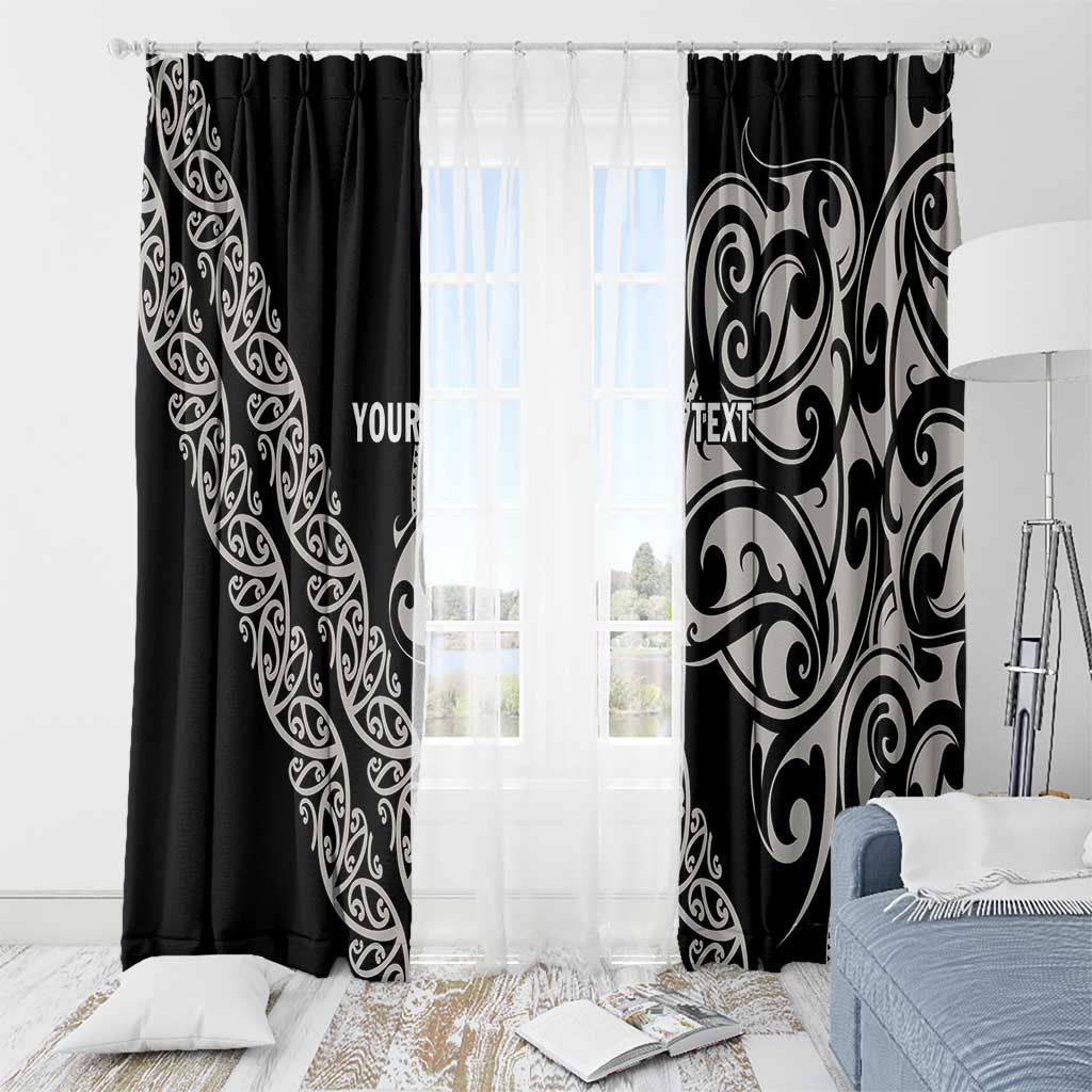 All Black Maori Tribal Tattoo Personalised Window Curtain Stone Gray Polynesian Style LT9 - Polynesian Pride