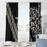 All Black Maori Tribal Tattoo Personalised Window Curtain Stone Gray Polynesian Style LT9 - Polynesian Pride