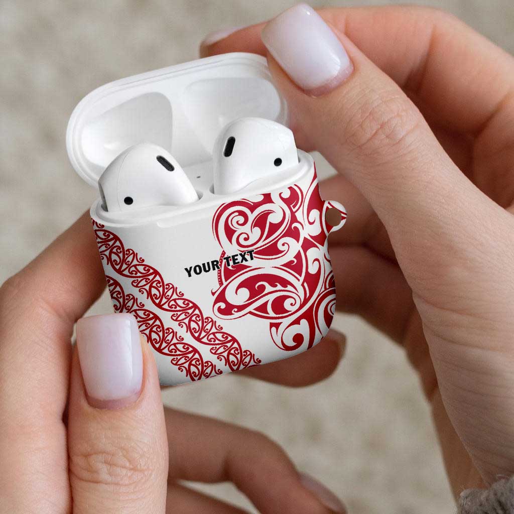 All White Maori Tribal Tattoo Personalised AirPods Case Classic Red Polynesian Style LT9 - Polynesian Pride
