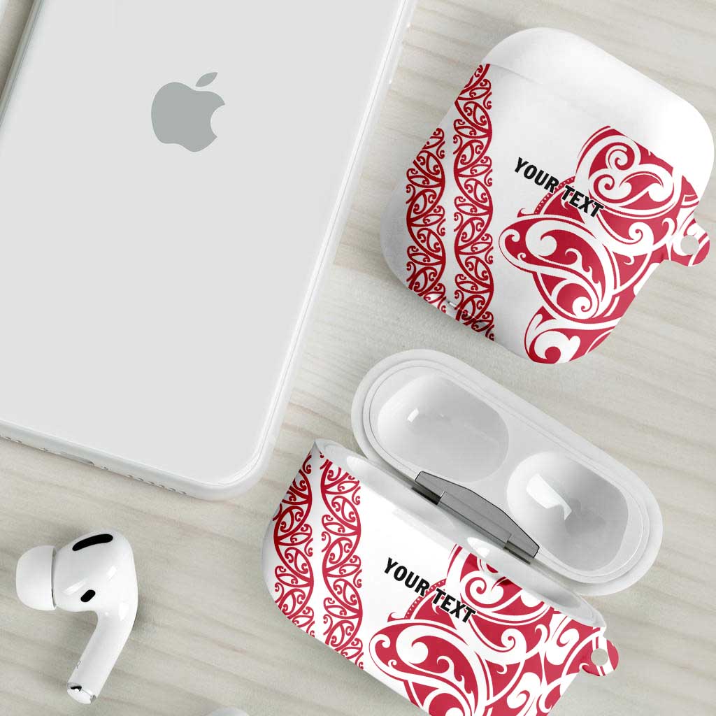All White Maori Tribal Tattoo Personalised AirPods Case Classic Red Polynesian Style LT9 - Polynesian Pride