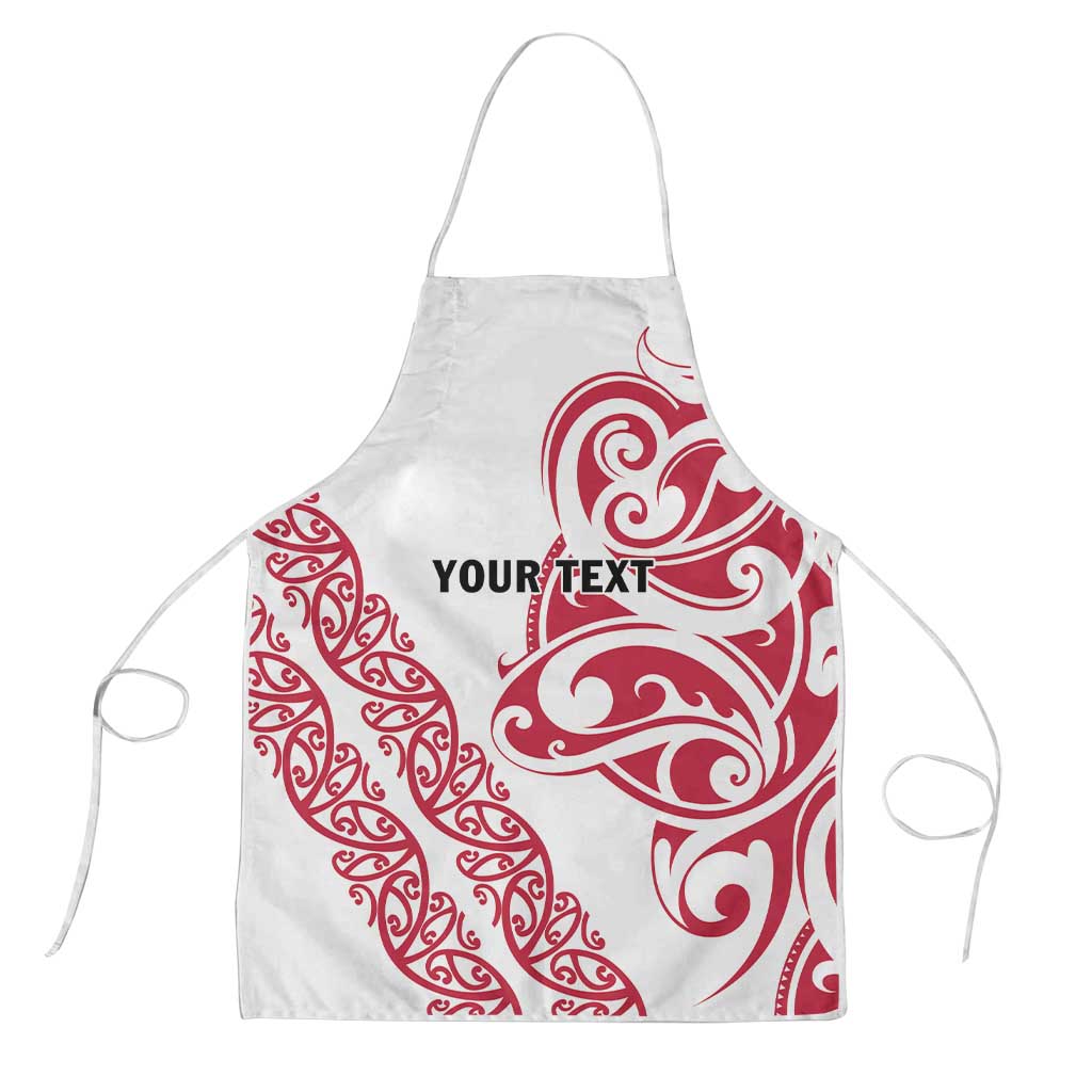 All White Maori Tribal Tattoo Personalised Apron Classic Red Polynesian Style LT9 Red - Polynesian Pride