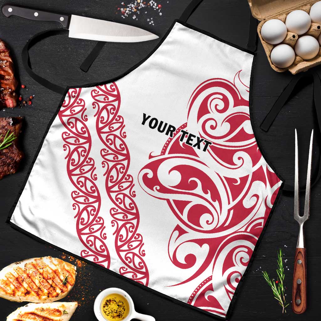 All White Maori Tribal Tattoo Personalised Apron Classic Red Polynesian Style LT9 Red - Polynesian Pride