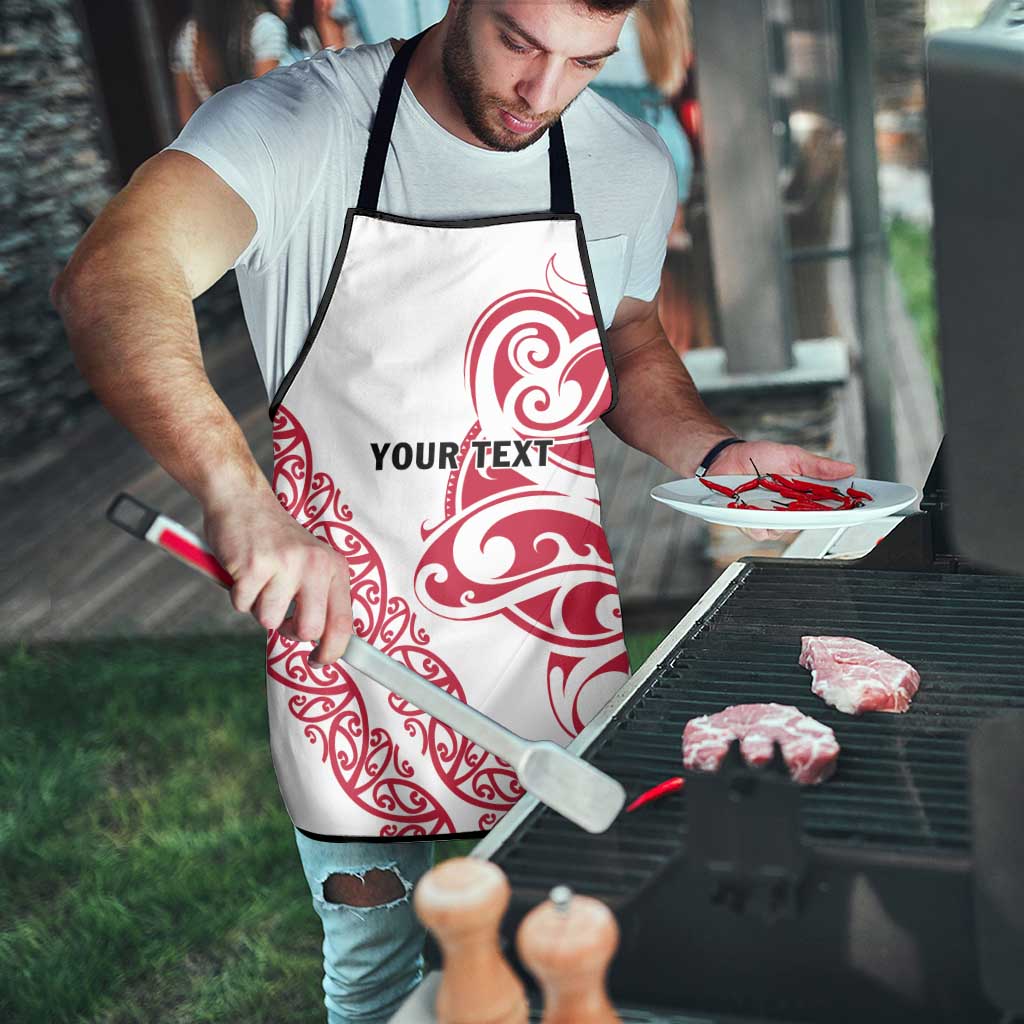 All White Maori Tribal Tattoo Personalised Apron Classic Red Polynesian Style LT9 - Polynesian Pride