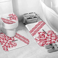 All White Maori Tribal Tattoo Personalised Bathroom Set Classic Red Polynesian Style LT9 Mat Set Only (3 pcs) One Size Red - Polynesian Pride