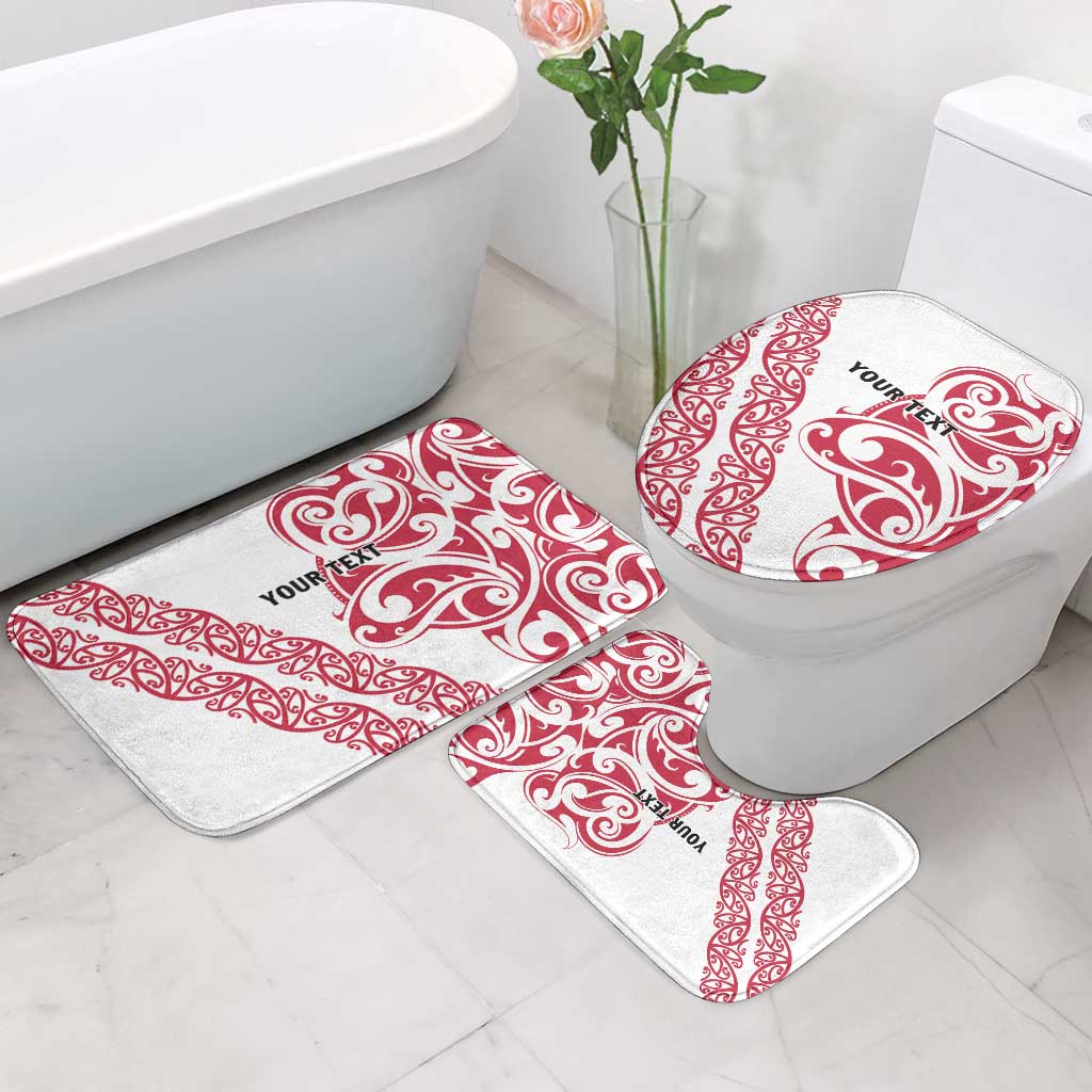 All White Maori Tribal Tattoo Personalised Bathroom Set Classic Red Polynesian Style LT9 - Polynesian Pride