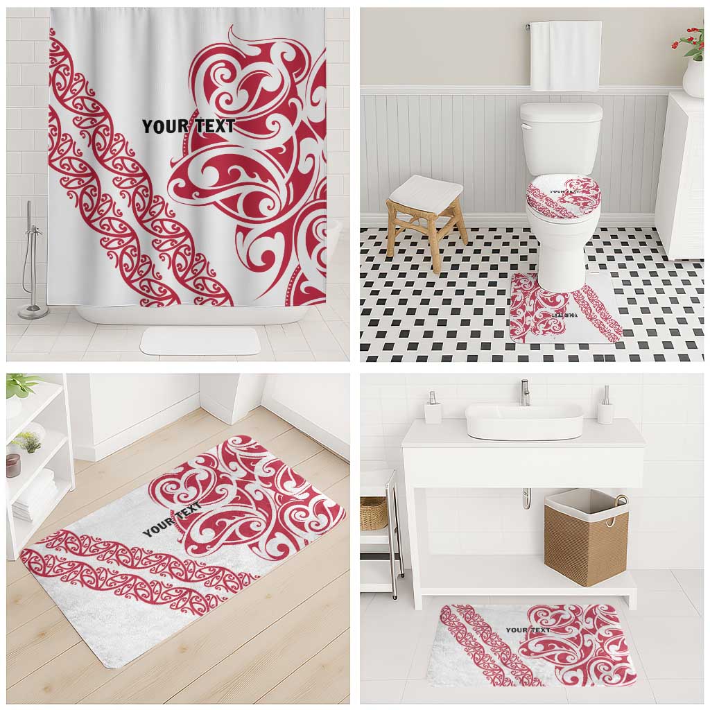 All White Maori Tribal Tattoo Personalised Bathroom Set Classic Red Polynesian Style LT9 - Polynesian Pride