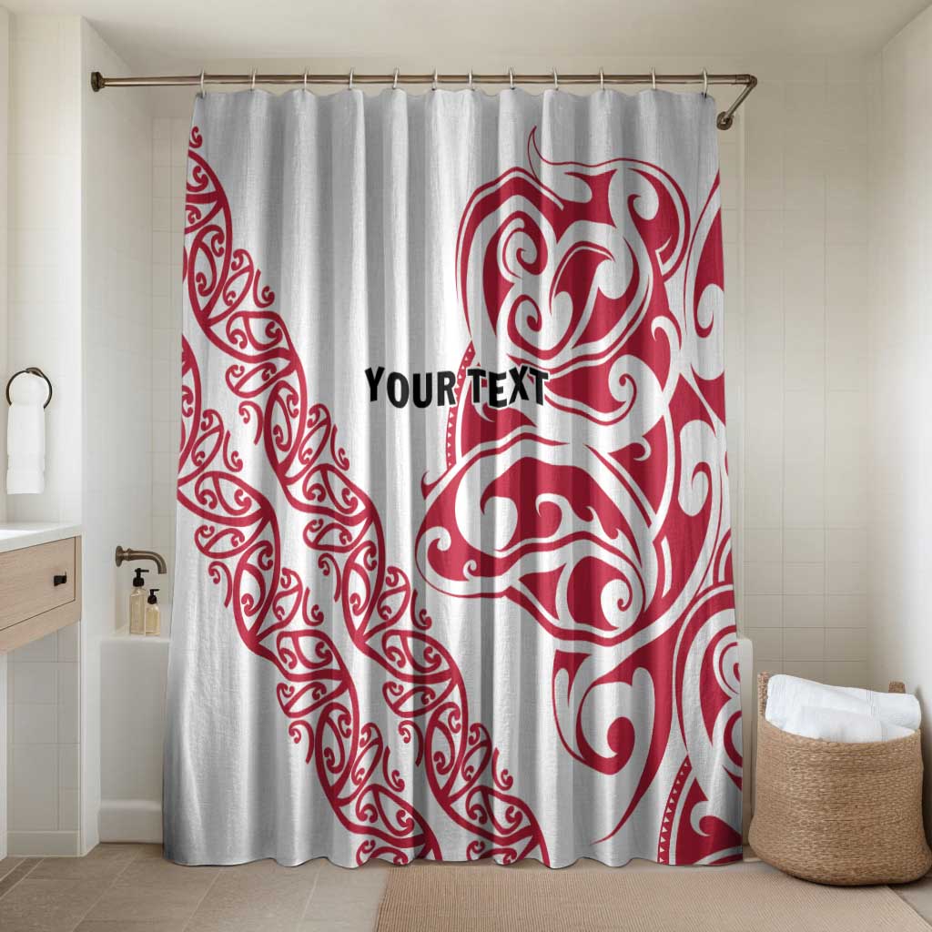 All White Maori Tribal Tattoo Personalised Bathroom Set Classic Red Polynesian Style LT9 Shower Curtain Only Red - Polynesian Pride