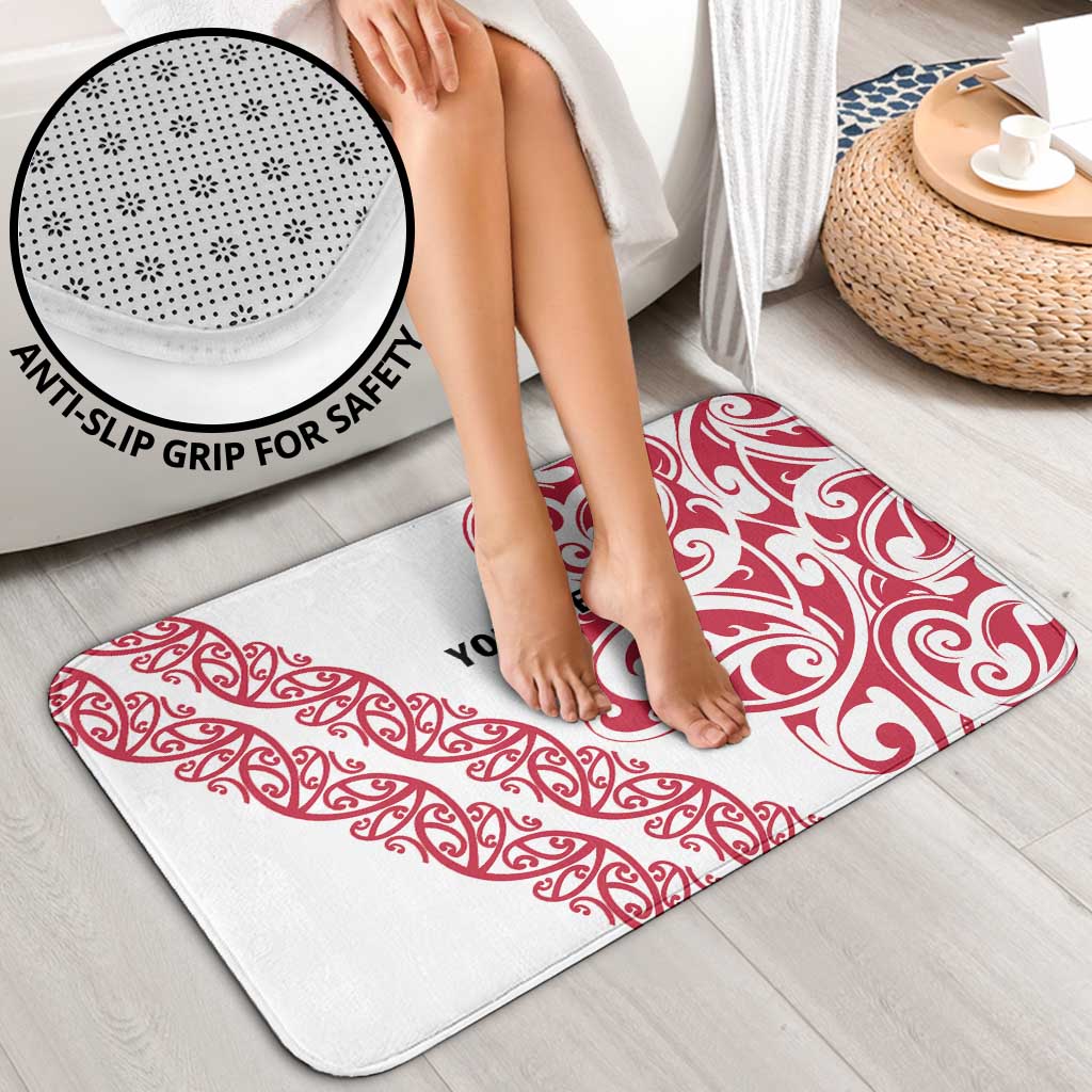 All White Maori Tribal Tattoo Personalised Bathroom Set Classic Red Polynesian Style LT9 - Polynesian Pride
