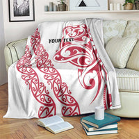 All White Maori Tribal Tattoo Personalised Blanket Classic Red Polynesian Style LT9 Red - Polynesian Pride