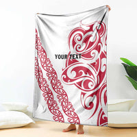 All White Maori Tribal Tattoo Personalised Blanket Classic Red Polynesian Style LT9 - Polynesian Pride