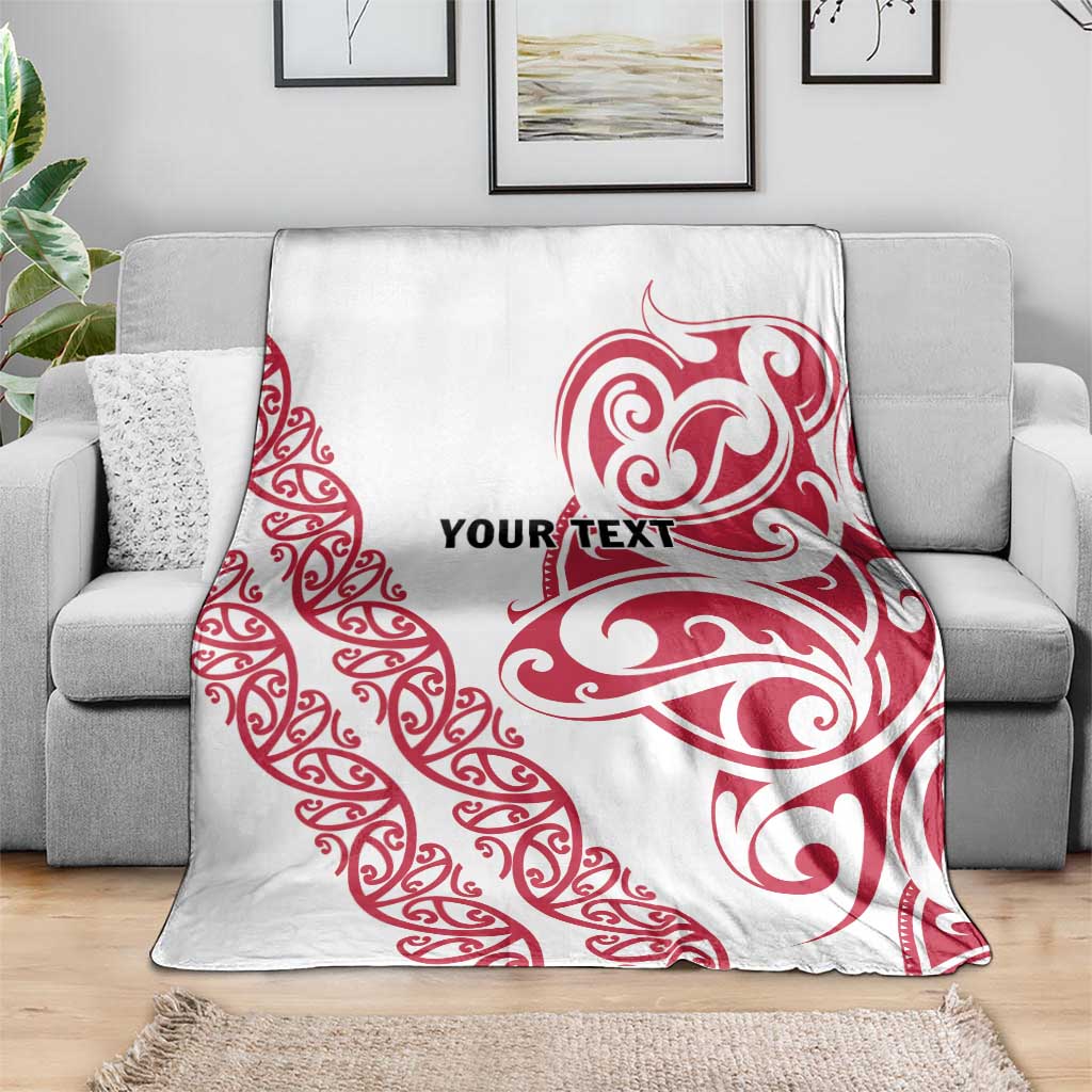 All White Maori Tribal Tattoo Personalised Blanket Classic Red Polynesian Style LT9 - Polynesian Pride