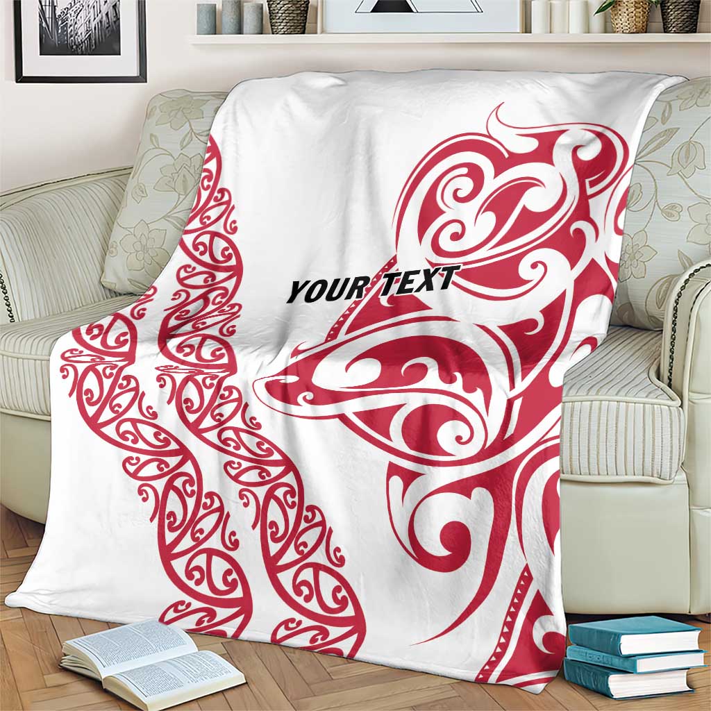 All White Maori Tribal Tattoo Personalised Blanket Classic Red Polynesian Style LT9 - Polynesian Pride