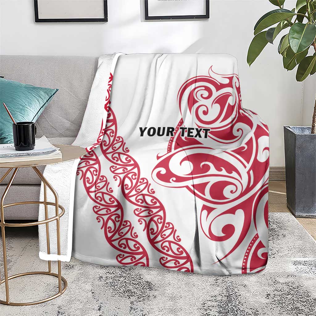 All White Maori Tribal Tattoo Personalised Blanket Classic Red Polynesian Style LT9 - Polynesian Pride