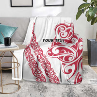 All White Maori Tribal Tattoo Personalised Blanket Classic Red Polynesian Style LT9 - Polynesian Pride