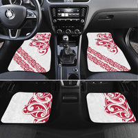 All White Maori Tribal Tattoo Personalised Car Mats Classic Red Polynesian Style LT9 Set 4pcs Red - Polynesian Pride