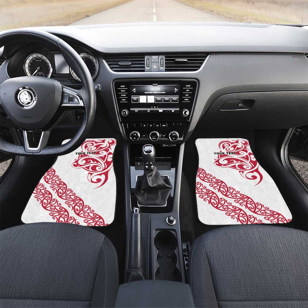 All White Maori Tribal Tattoo Personalised Car Mats Classic Red Polynesian Style LT9 Set 2pcs - Front Red - Polynesian Pride