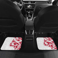 All White Maori Tribal Tattoo Personalised Car Mats Classic Red Polynesian Style LT9 Set 2pcs - Back Red - Polynesian Pride