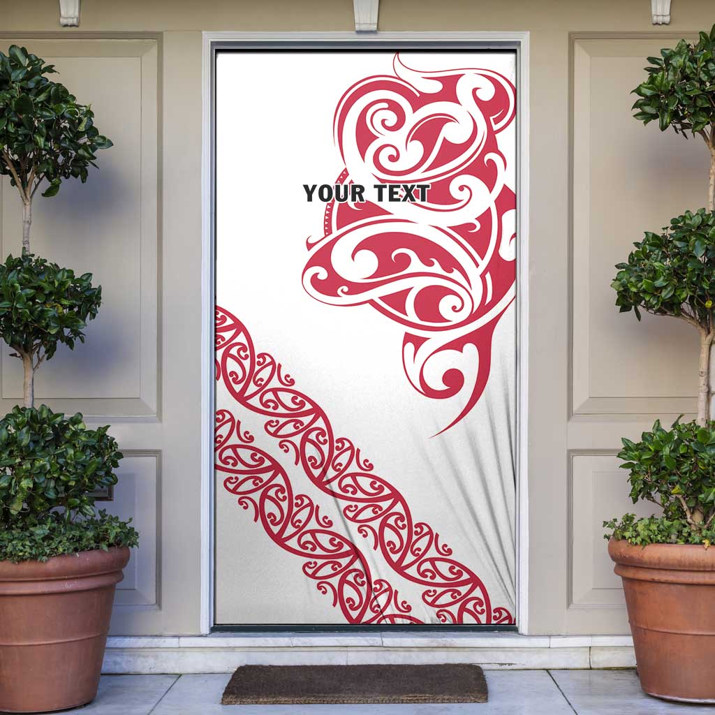 All White Maori Tribal Tattoo Personalised Door Cover Classic Red Polynesian Style LT9 Red - Polynesian Pride