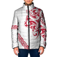 All White Maori Tribal Tattoo Personalised Padded Jacket Classic Red Polynesian Style LT9 Men Red - Polynesian Pride
