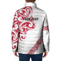 All White Maori Tribal Tattoo Personalised Padded Jacket Classic Red Polynesian Style LT9 - Polynesian Pride