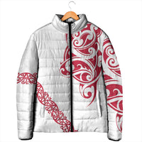 All White Maori Tribal Tattoo Personalised Padded Jacket Classic Red Polynesian Style LT9 - Polynesian Pride