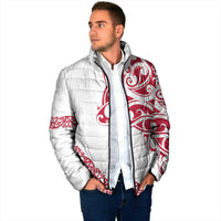 All White Maori Tribal Tattoo Personalised Padded Jacket Classic Red Polynesian Style LT9 - Polynesian Pride