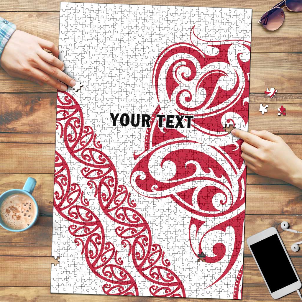 All White Maori Tribal Tattoo Personalised Puzzle Classic Red Polynesian Style LT9 Red - Polynesian Pride