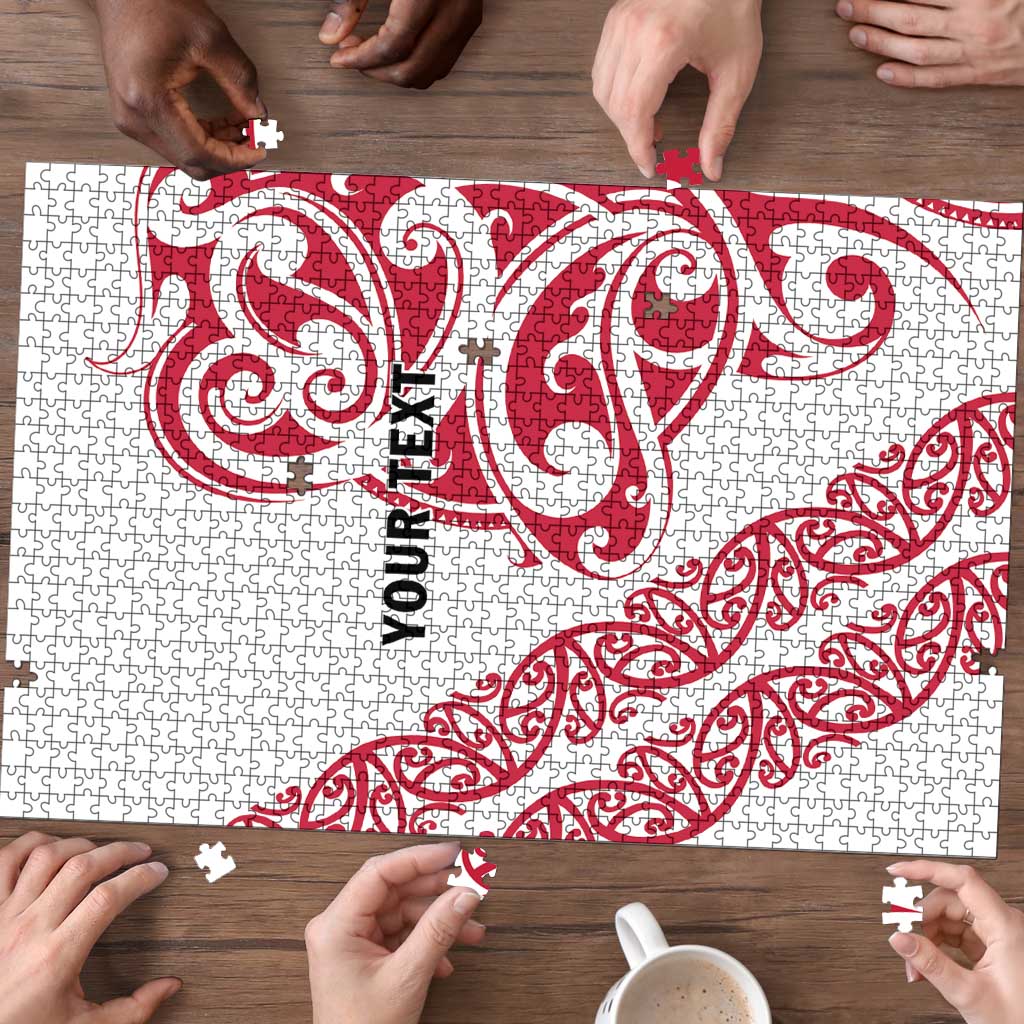All White Maori Tribal Tattoo Personalised Puzzle Classic Red Polynesian Style LT9 - Polynesian Pride