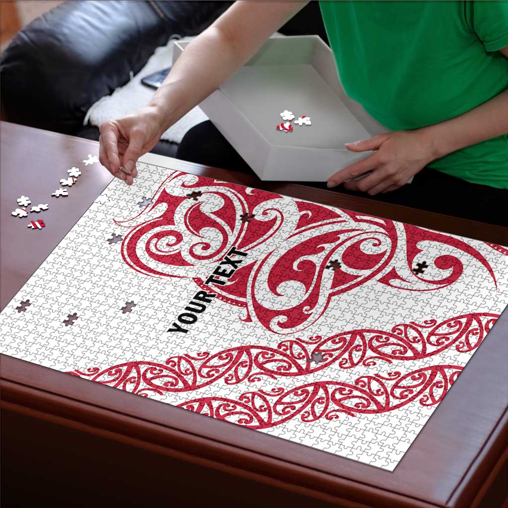 All White Maori Tribal Tattoo Personalised Puzzle Classic Red Polynesian Style LT9 - Polynesian Pride