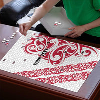 All White Maori Tribal Tattoo Personalised Puzzle Classic Red Polynesian Style LT9 - Polynesian Pride