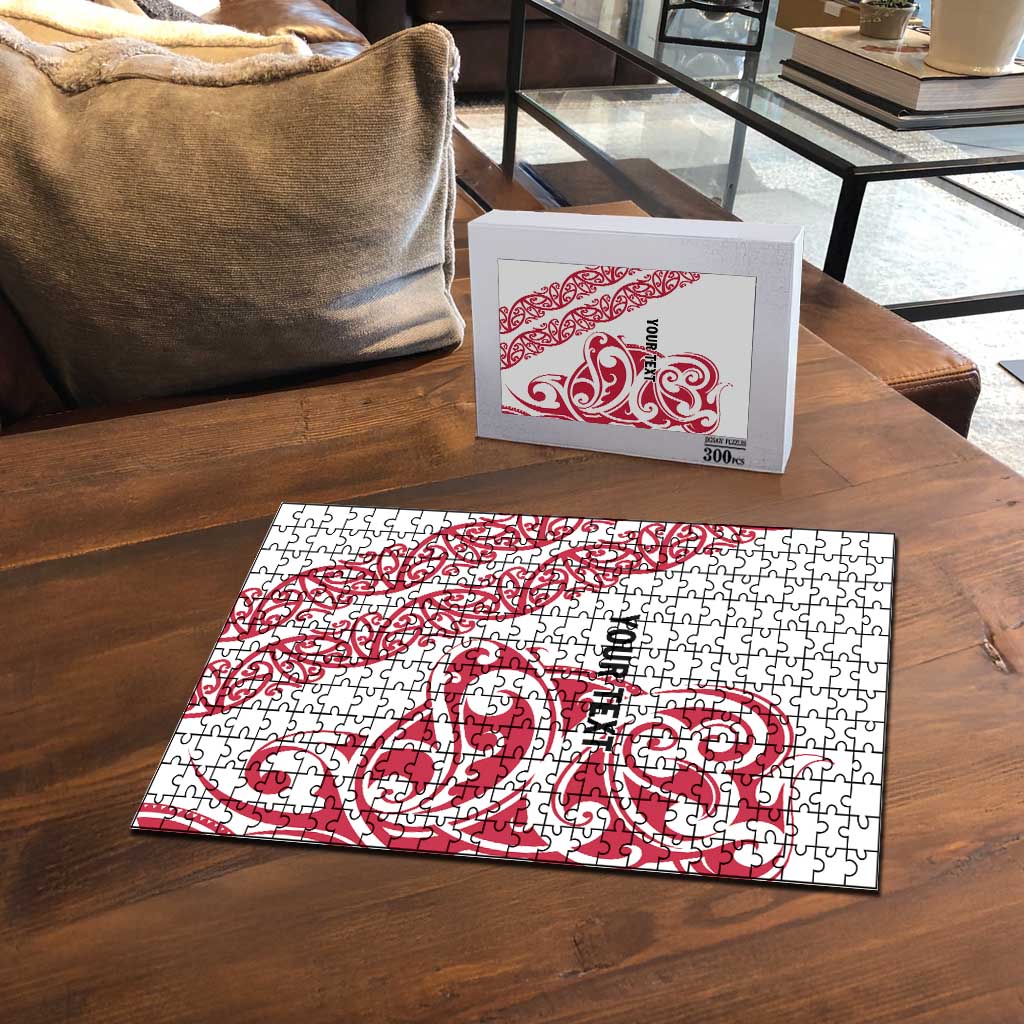 All White Maori Tribal Tattoo Personalised Puzzle Classic Red Polynesian Style LT9 - Polynesian Pride