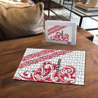All White Maori Tribal Tattoo Personalised Puzzle Classic Red Polynesian Style LT9 - Polynesian Pride