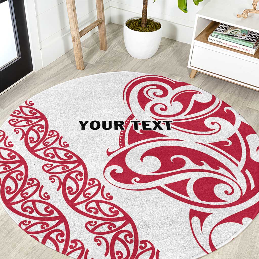 All White Maori Tribal Tattoo Personalised Round Carpet Classic Red Polynesian Style LT9 Red - Polynesian Pride