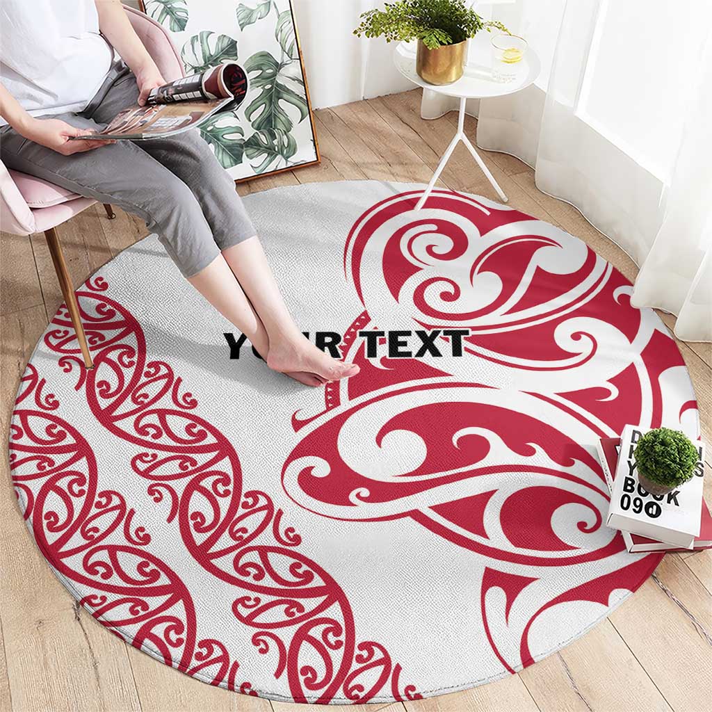 All White Maori Tribal Tattoo Personalised Round Carpet Classic Red Polynesian Style LT9 - Polynesian Pride