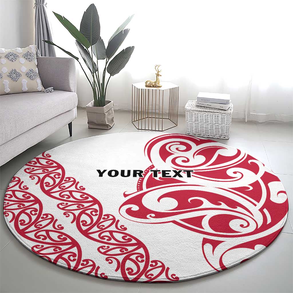 All White Maori Tribal Tattoo Personalised Round Carpet Classic Red Polynesian Style LT9 - Polynesian Pride