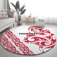 All White Maori Tribal Tattoo Personalised Round Carpet Classic Red Polynesian Style LT9 - Polynesian Pride
