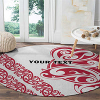 All White Maori Tribal Tattoo Personalised Round Carpet Classic Red Polynesian Style LT9 - Polynesian Pride