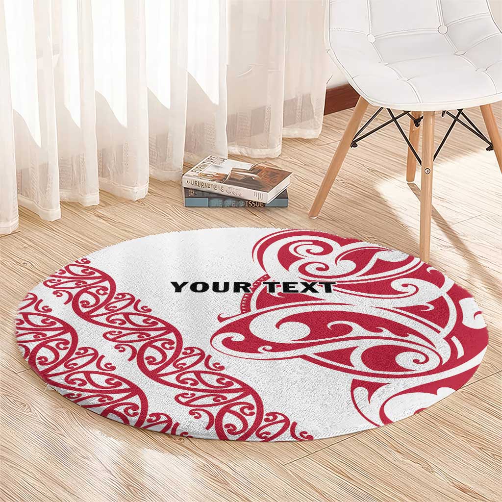 All White Maori Tribal Tattoo Personalised Round Carpet Classic Red Polynesian Style LT9 - Polynesian Pride