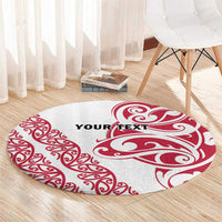 All White Maori Tribal Tattoo Personalised Round Carpet Classic Red Polynesian Style LT9 - Polynesian Pride