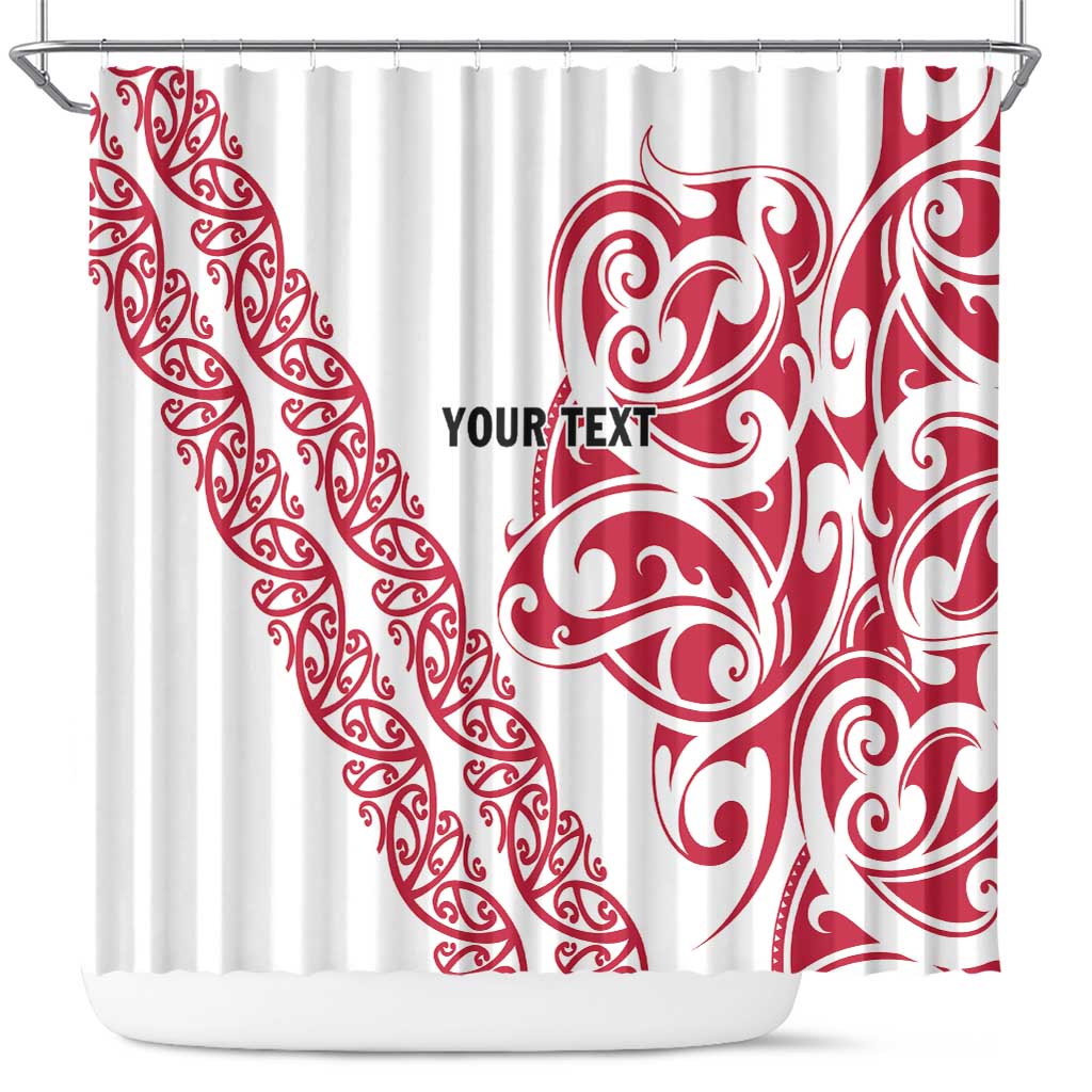 All White Maori Tribal Tattoo Personalised Shower Curtain Classic Red Polynesian Style LT9 Red - Polynesian Pride