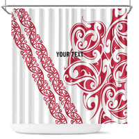 All White Maori Tribal Tattoo Personalised Shower Curtain Classic Red Polynesian Style LT9 Red - Polynesian Pride